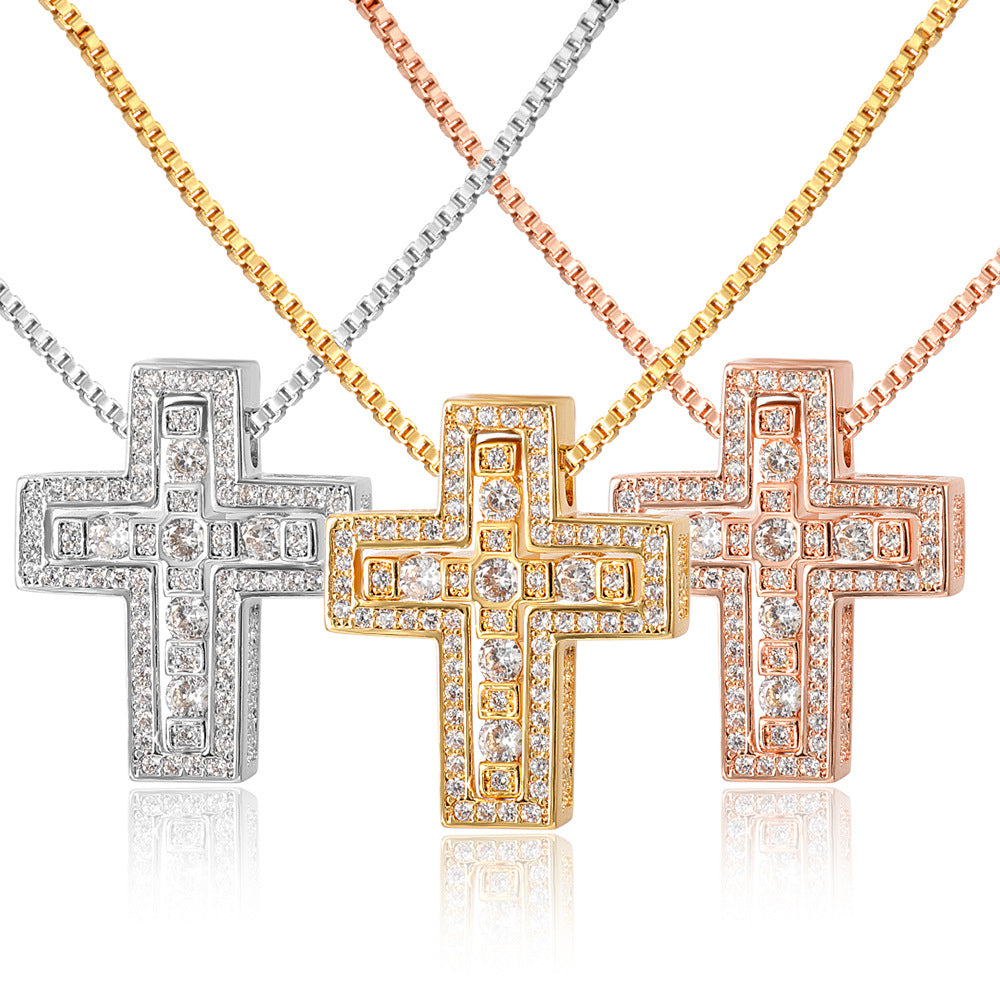 Full diamond cross necklace