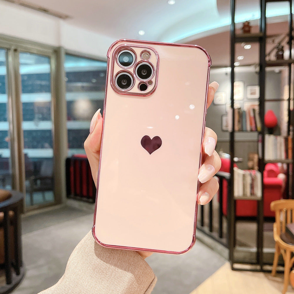 Electroplated love Apple 15 Side phone case