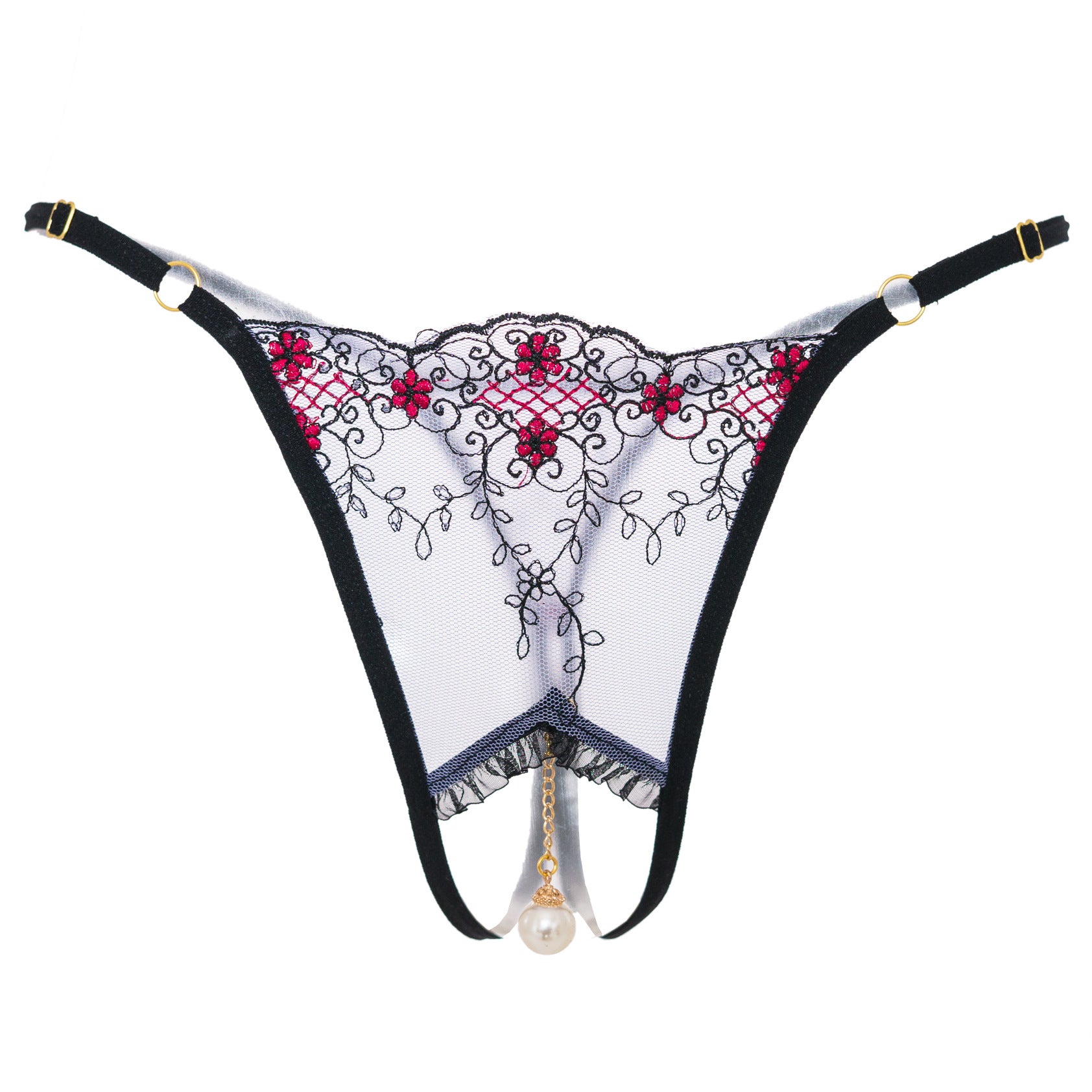 Lace pendant open-cut thong