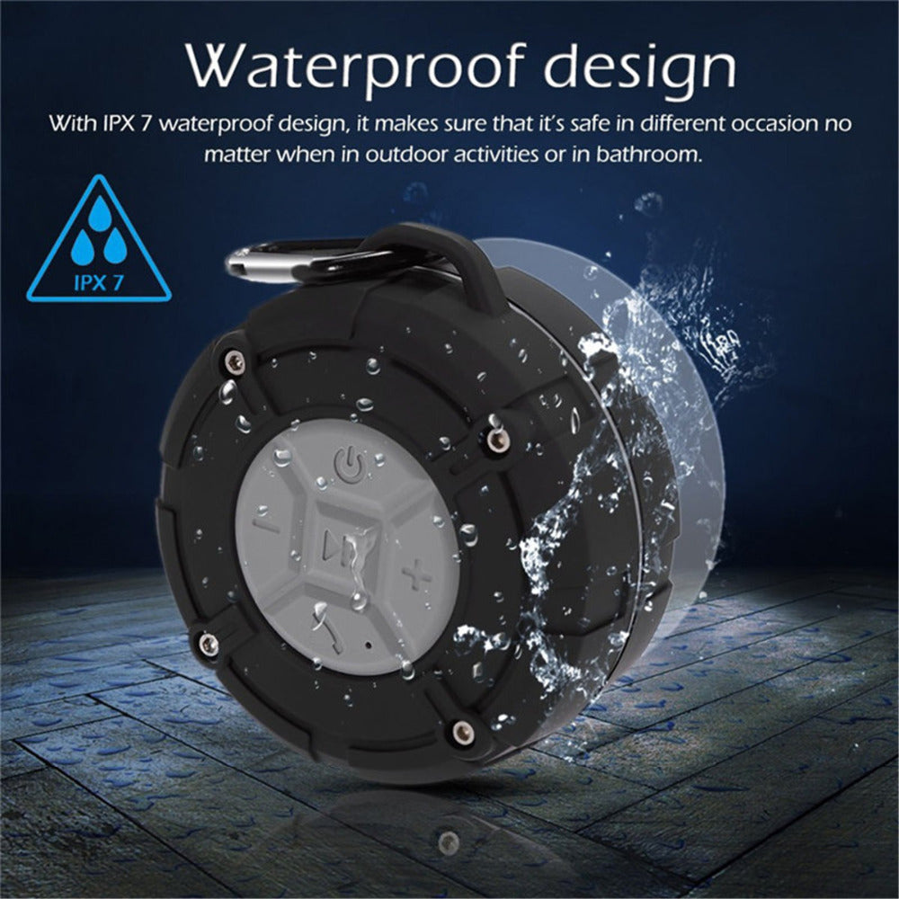 Waterproof Bluetooth Speaker with Suction Cup and Hook