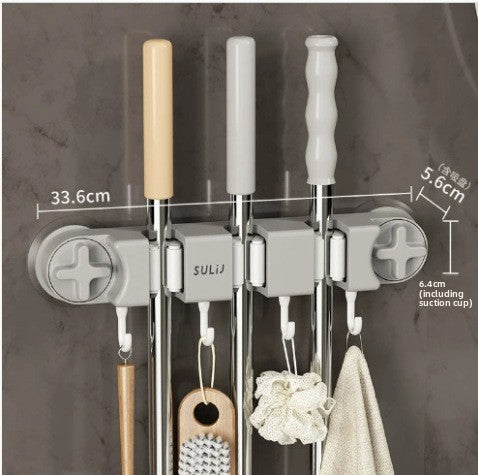 Mop rack, non-perforated hook, storage and hanging rack