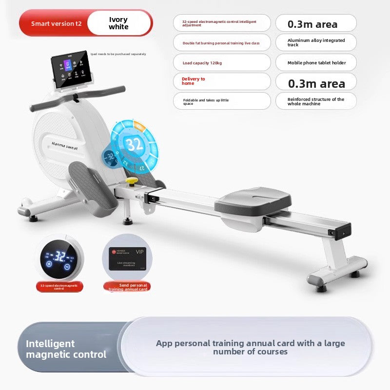 Foldable Smart Rowing Machine with Magnetic Resistance for Home Fitness