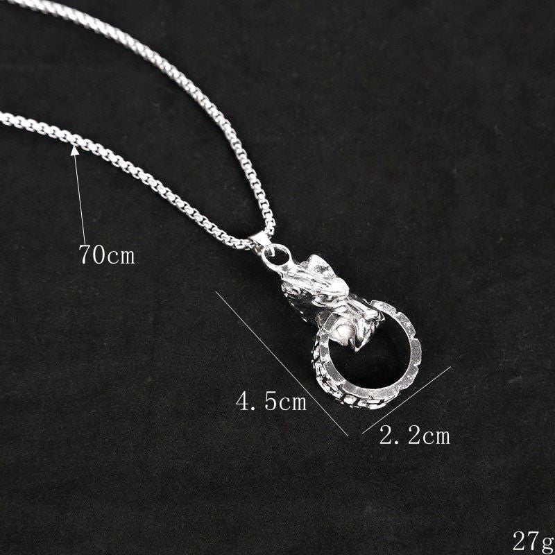 Hip-Hop Wolf Head Fingerring Necklace