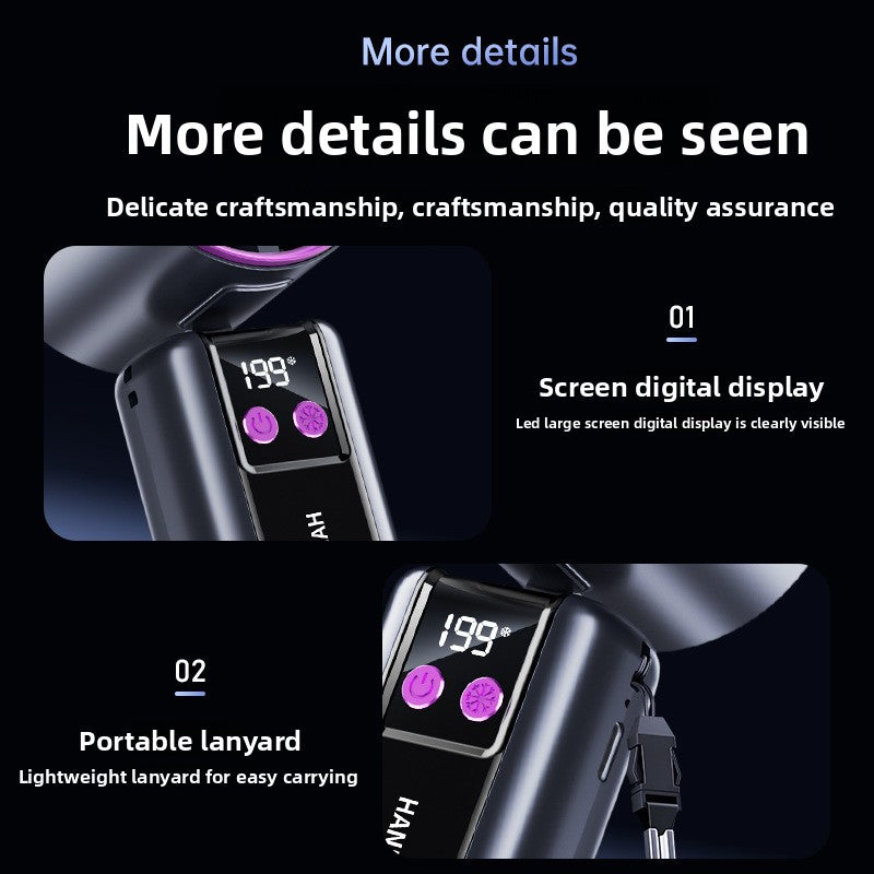 Foldable Portable USB Rechargeable Mini Cooling Fan with Digital Display