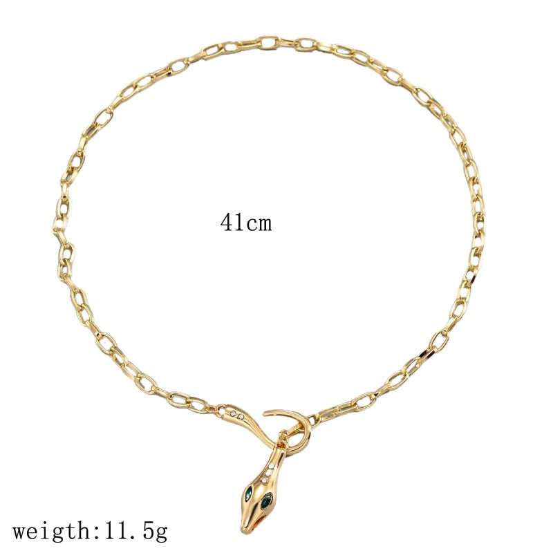 New Cross-border Elegant Snake Head Necklace Metal Snake Diamond Adjustable Clavicle Chain Women's Trendy Light Luxury Neck Chain