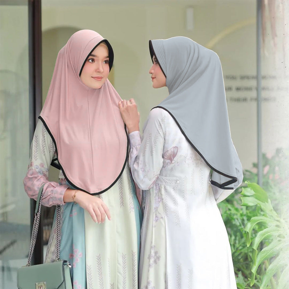 Contrasting color patchwork headscarf