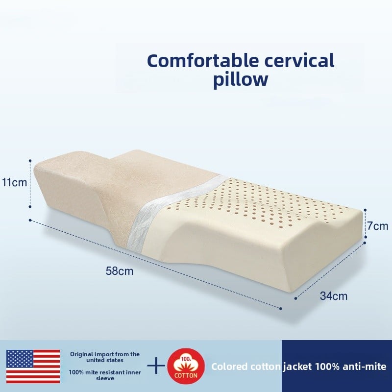 Neck protection and sleep aid latex pillow