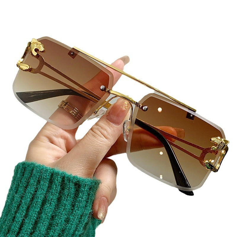 Double Beam Cheetah Print Sunglasses