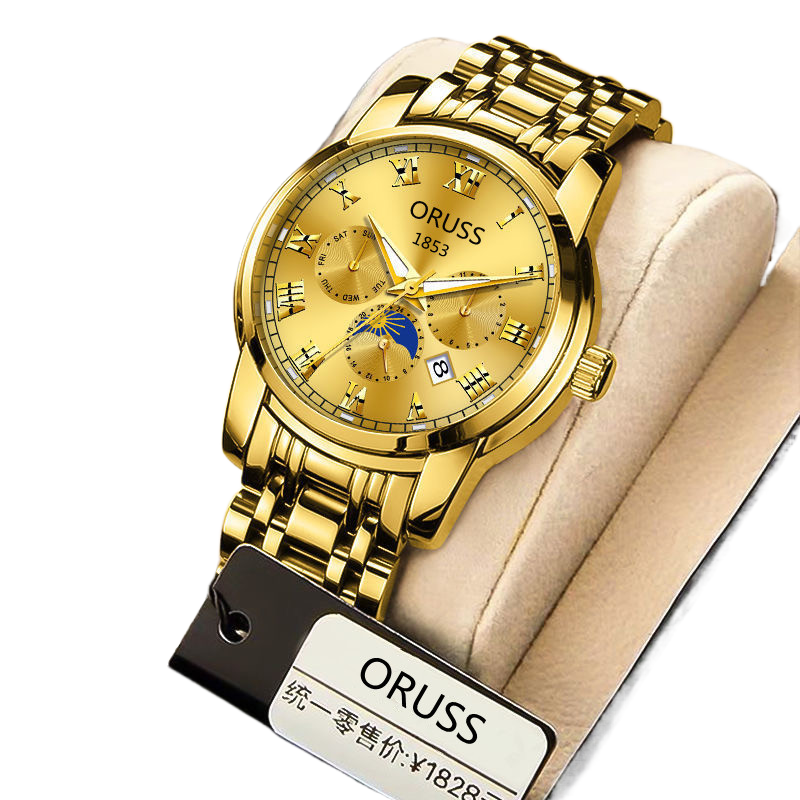 Automatic Quartz Men's Watch Waterproof Luminous Stylish Alloy Strap