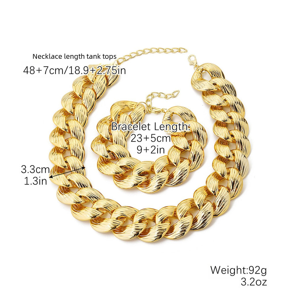 Cross-border New Necklace Hip-hop Amazon European and American Explosions CCB Bracelet Necklace Combination suit Hip-hop Necklace