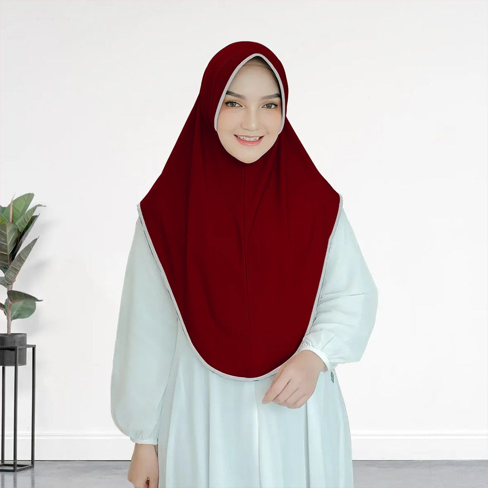 Contrasting color patchwork headscarf