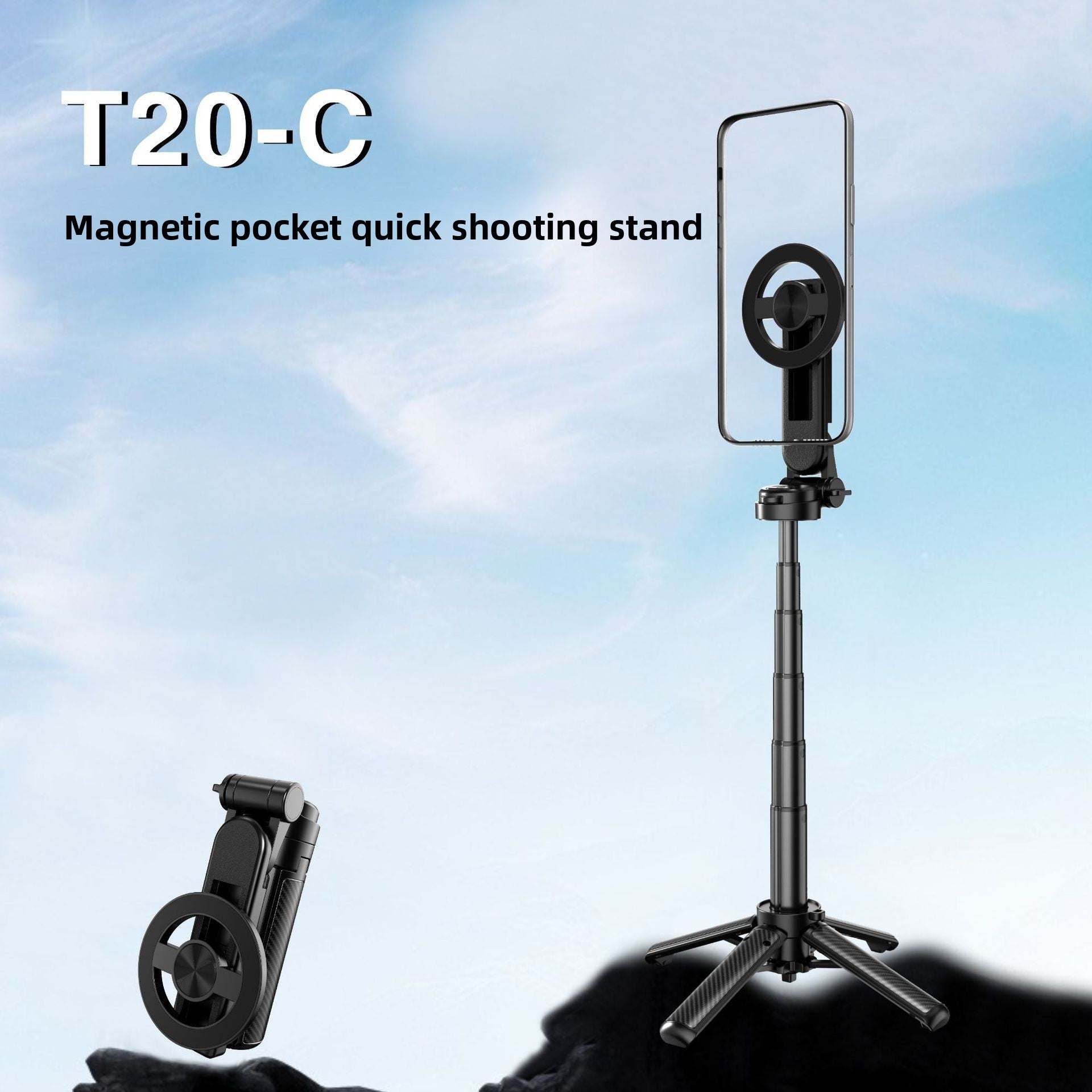 Mini Magnetic Bluetooth Selfie Stick with Remote
