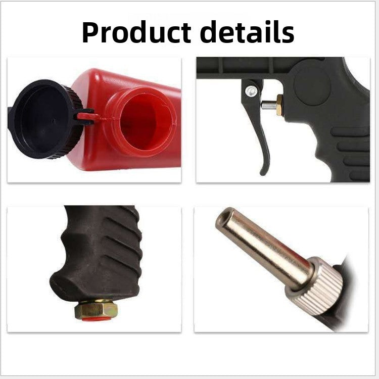 Compact handheld pneumatic sandblasting gun