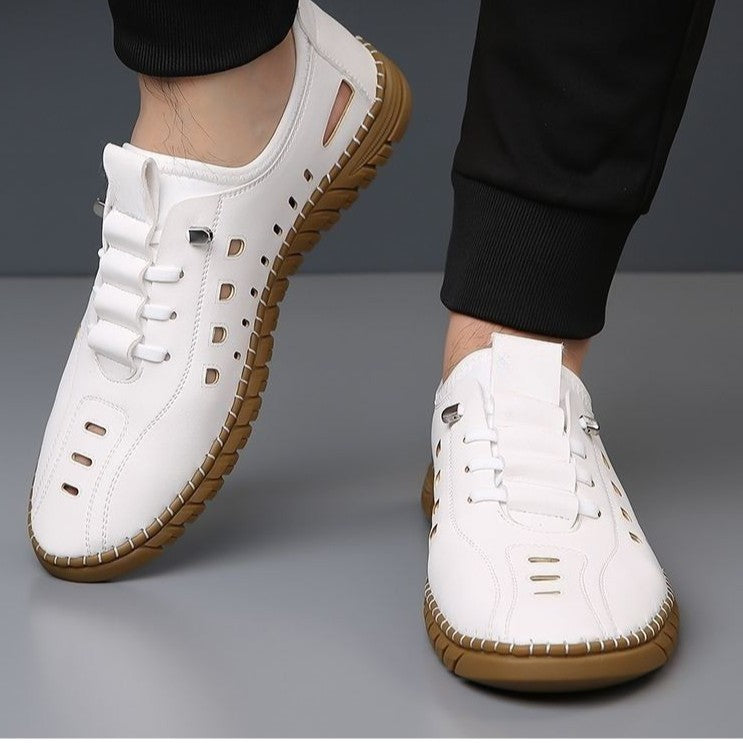 Men's Hollow Breathable Leather Shoes