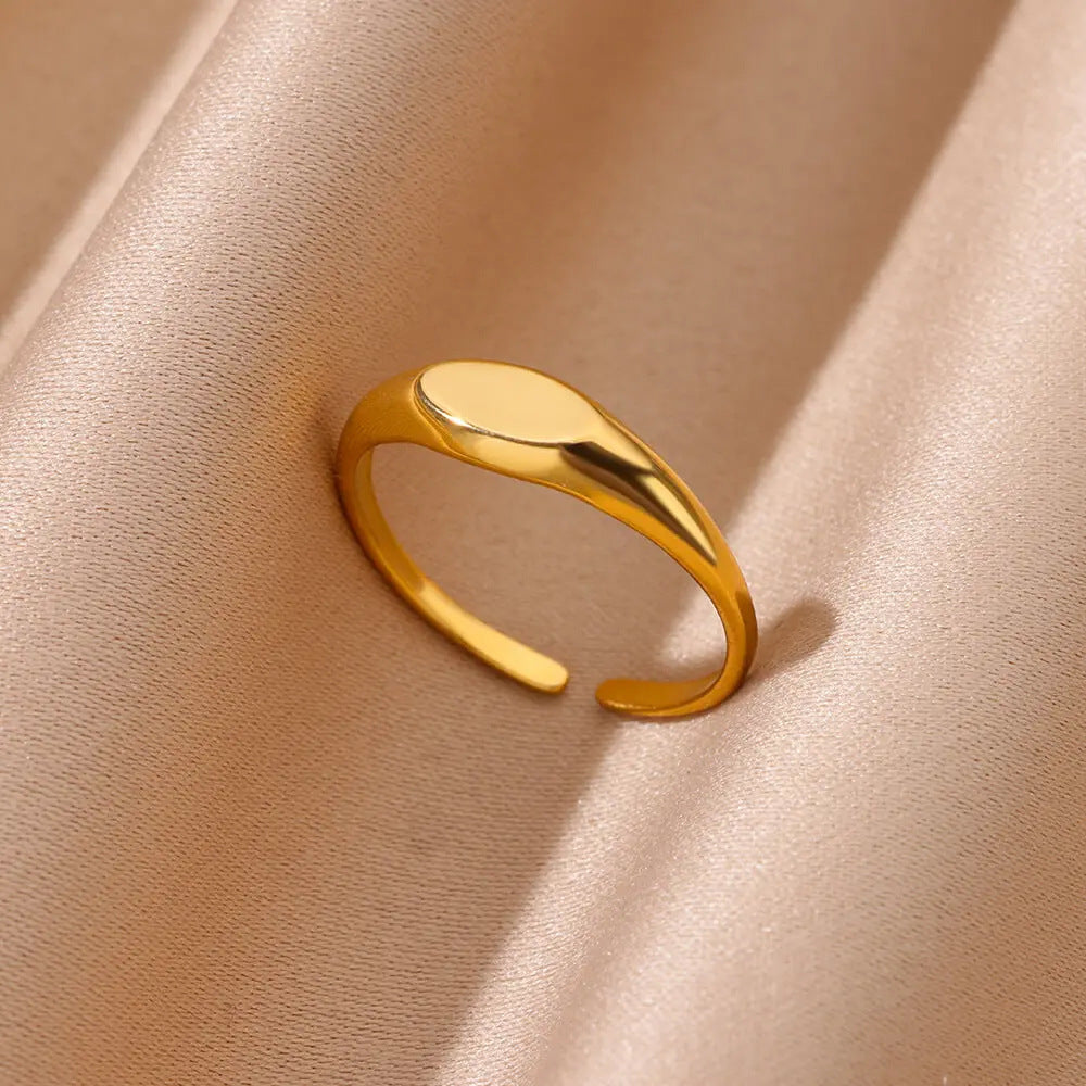 Simple Geometric Adjustable Gold Plated Ring