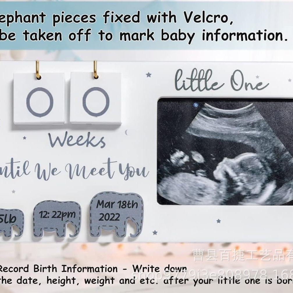 Wooden Photo Frame Baby Countdown Week Ultrasonic Photo Frame Ornament Pregnancy Gift Congratulations Pregnant Baby Photo Memorial