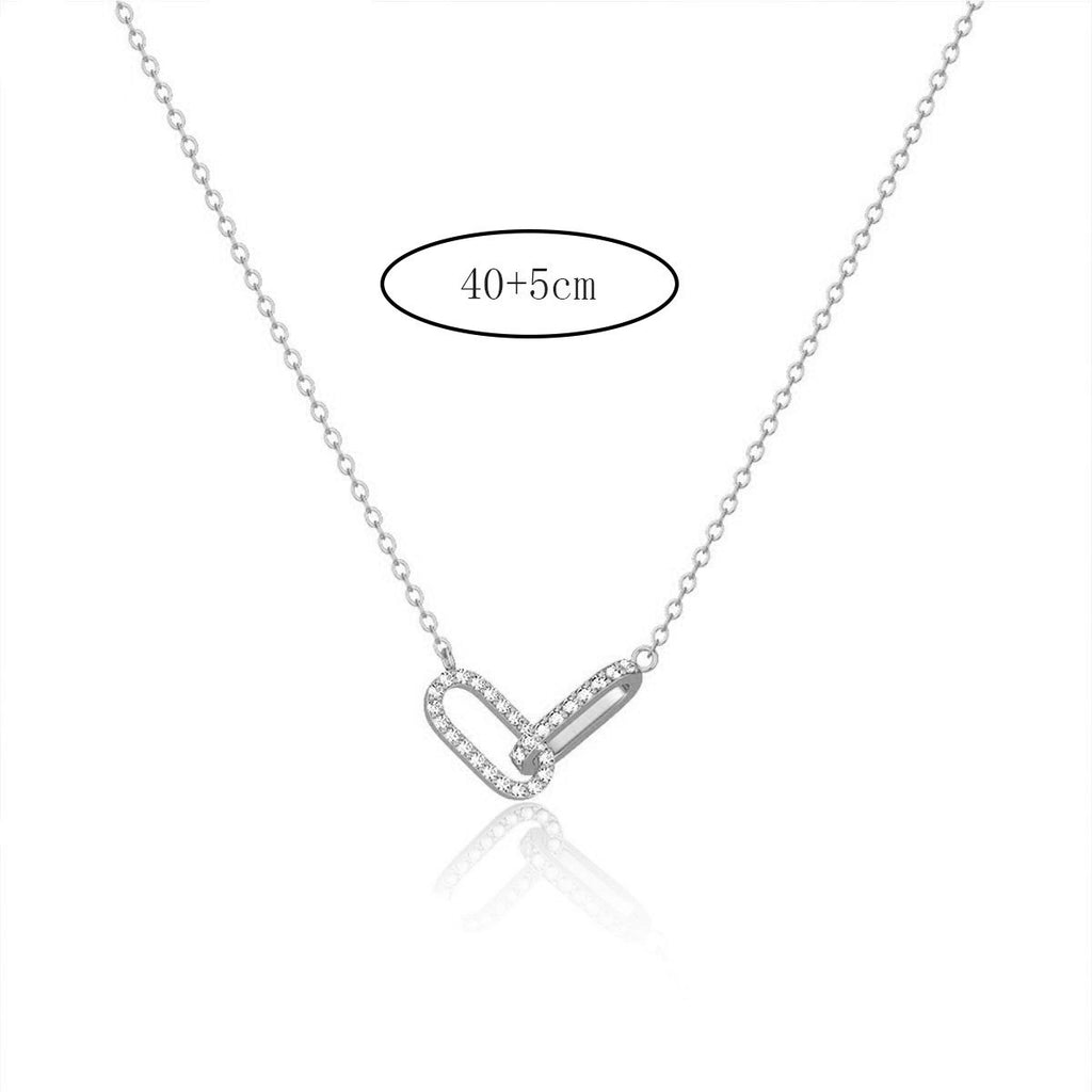 Double Oval Interlocking Pendant Necklace