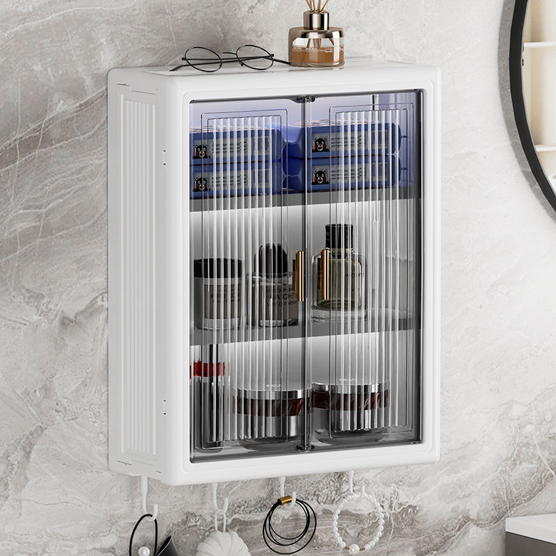 The wall of the bathroom storage cabinet