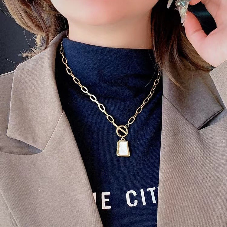 Geometric Titanium Steel OT Buckle Necklace