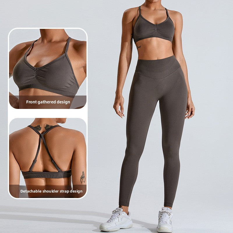 Seamless Sports Bra Women's Breathable Yoga Top Cross-Back Fitness Shirt