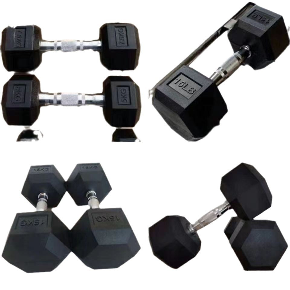 Iron core hexagon coated dumbbell home fitness equipment 1kg weight coated pure iron gym fixed