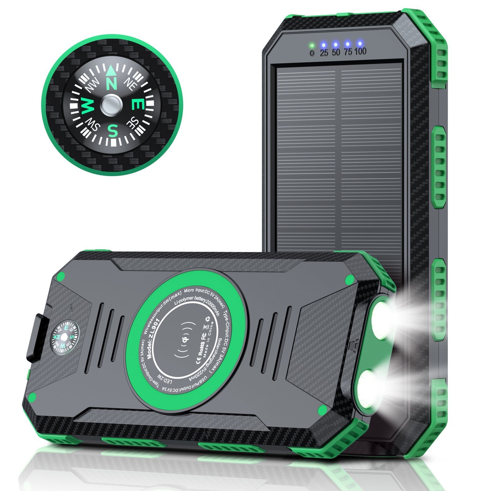 Magnetic 22.5W Solar Power Bank 20000Ma Solar Magnetic Wireless Charging Mobile Power