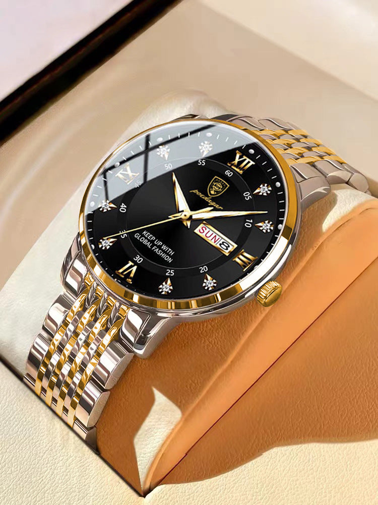Foreign trade AliExpress explosions Swiss certification imported double calendar waterproof luminous men's watch Korean fashion