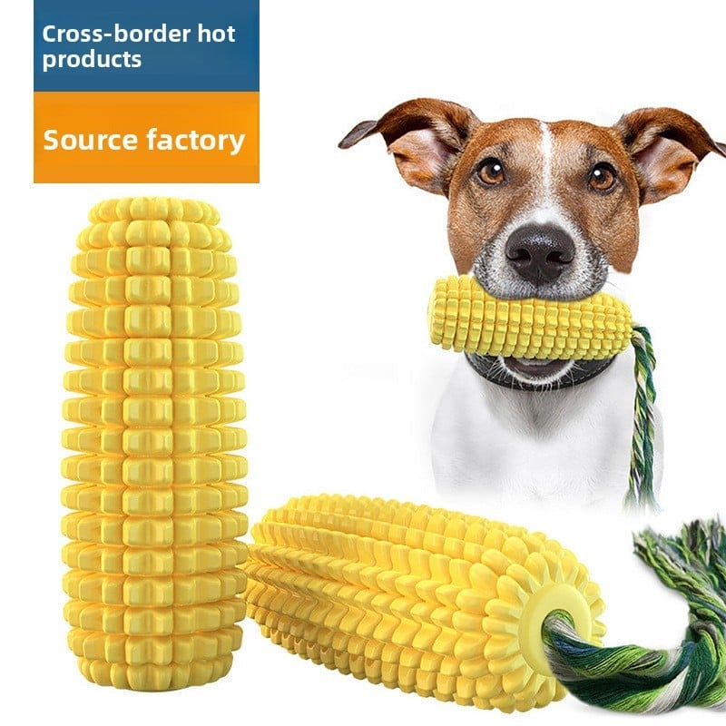 Dog Chew Toy ? Corn-Shaped Squeaky Molar Toothbrush Stick
