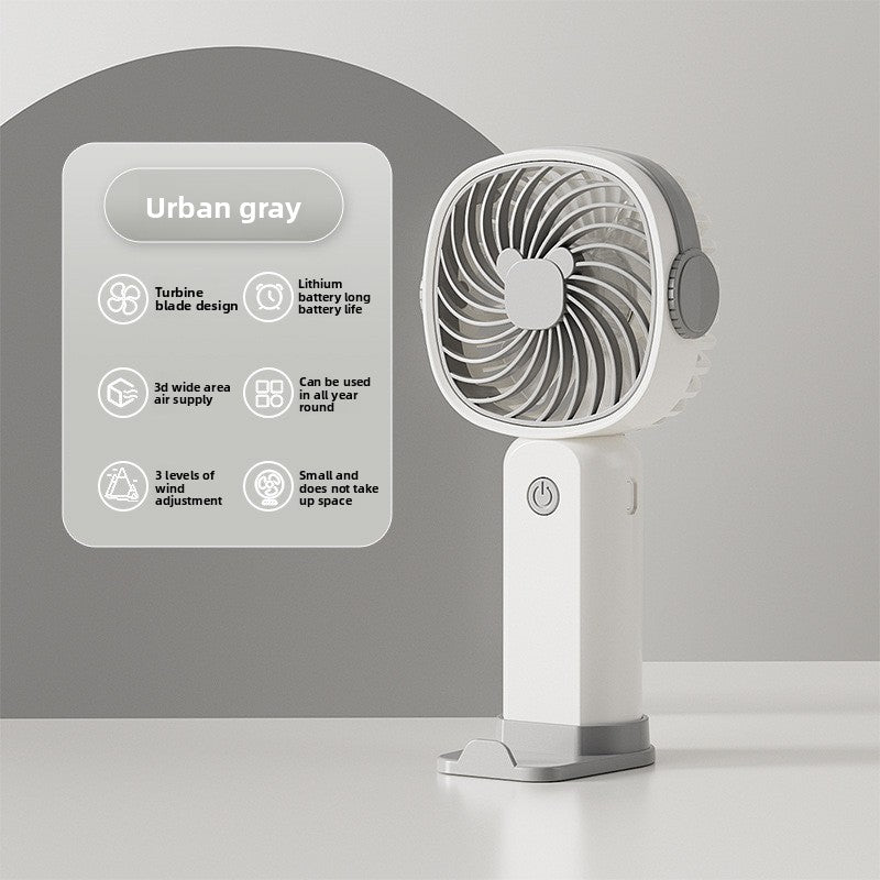 Handheld USB Rechargeable Mini Fan with Phone Holder