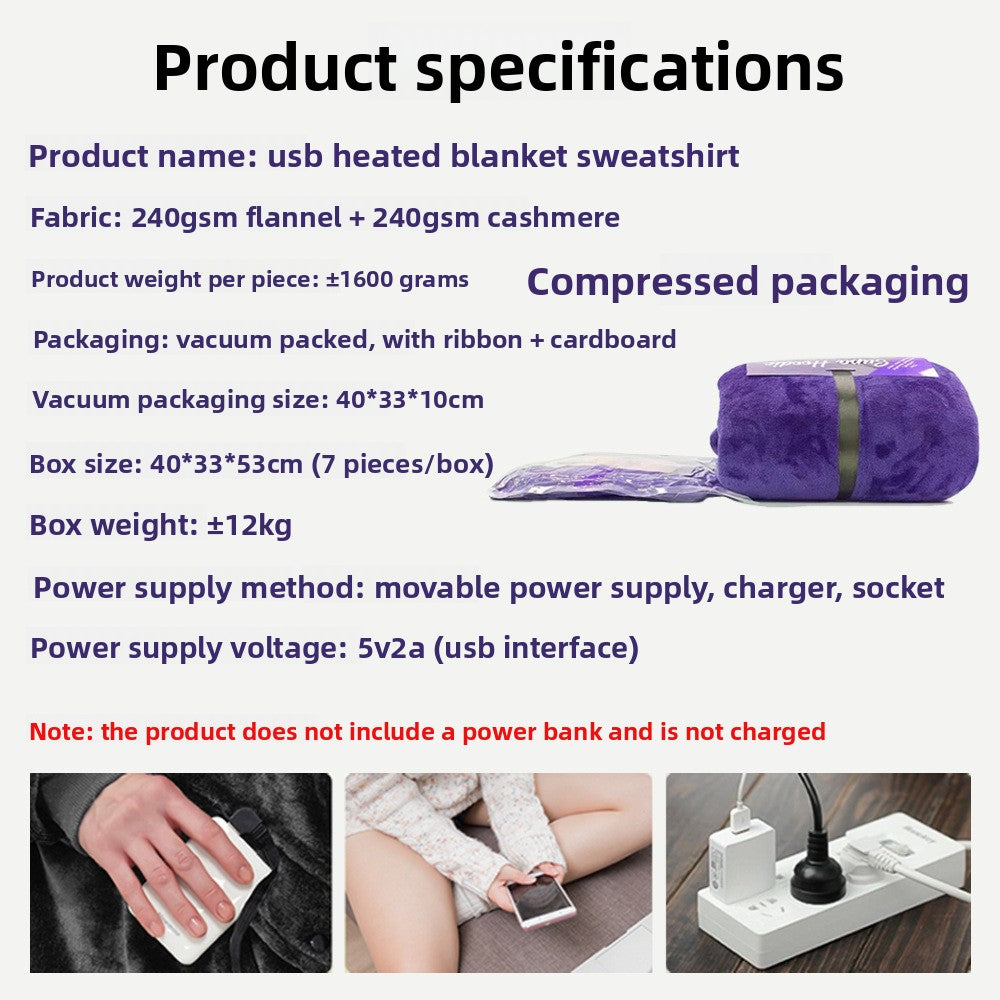 USB Heating Wearable Hooded Blanket