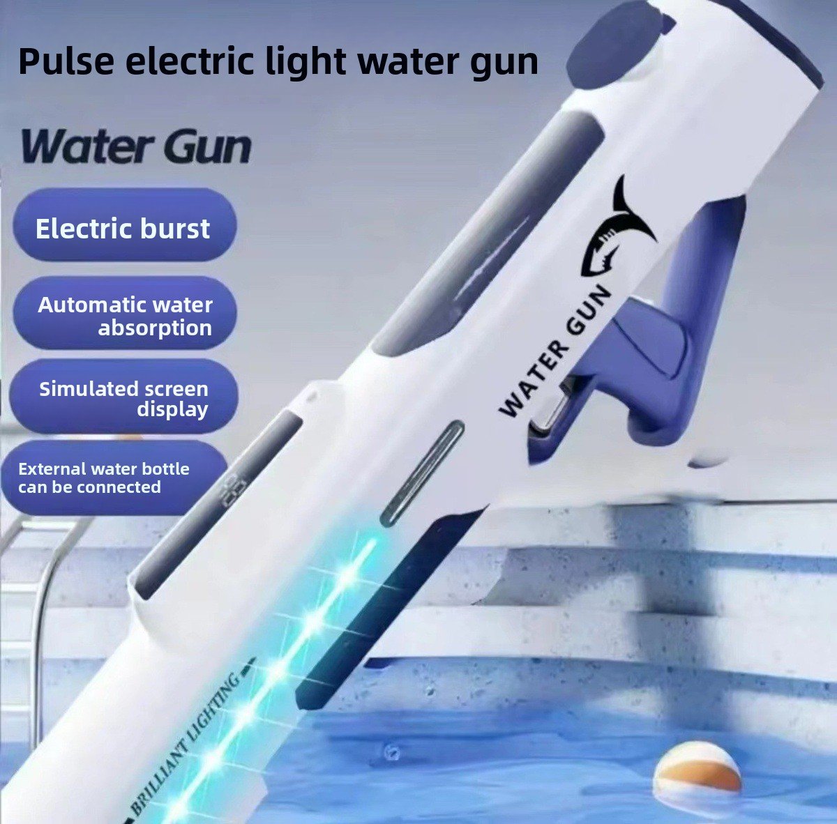 Continuous electric water gun with manual and automatic pulse to