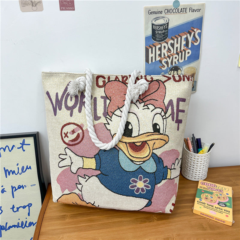 Canvas shoulder bag, simple tote bag for tutoring/study