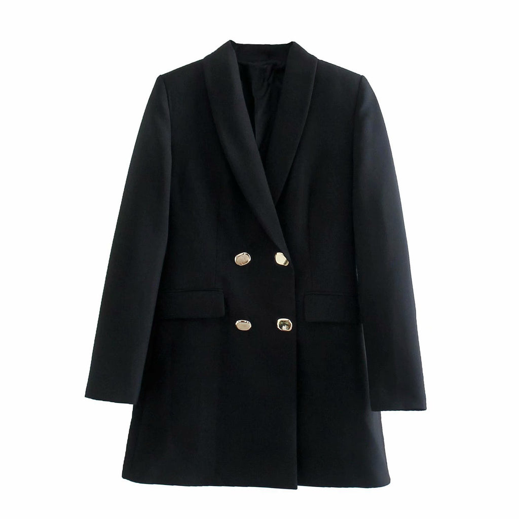 A double-breasted, stylish and fitted suit jacket
