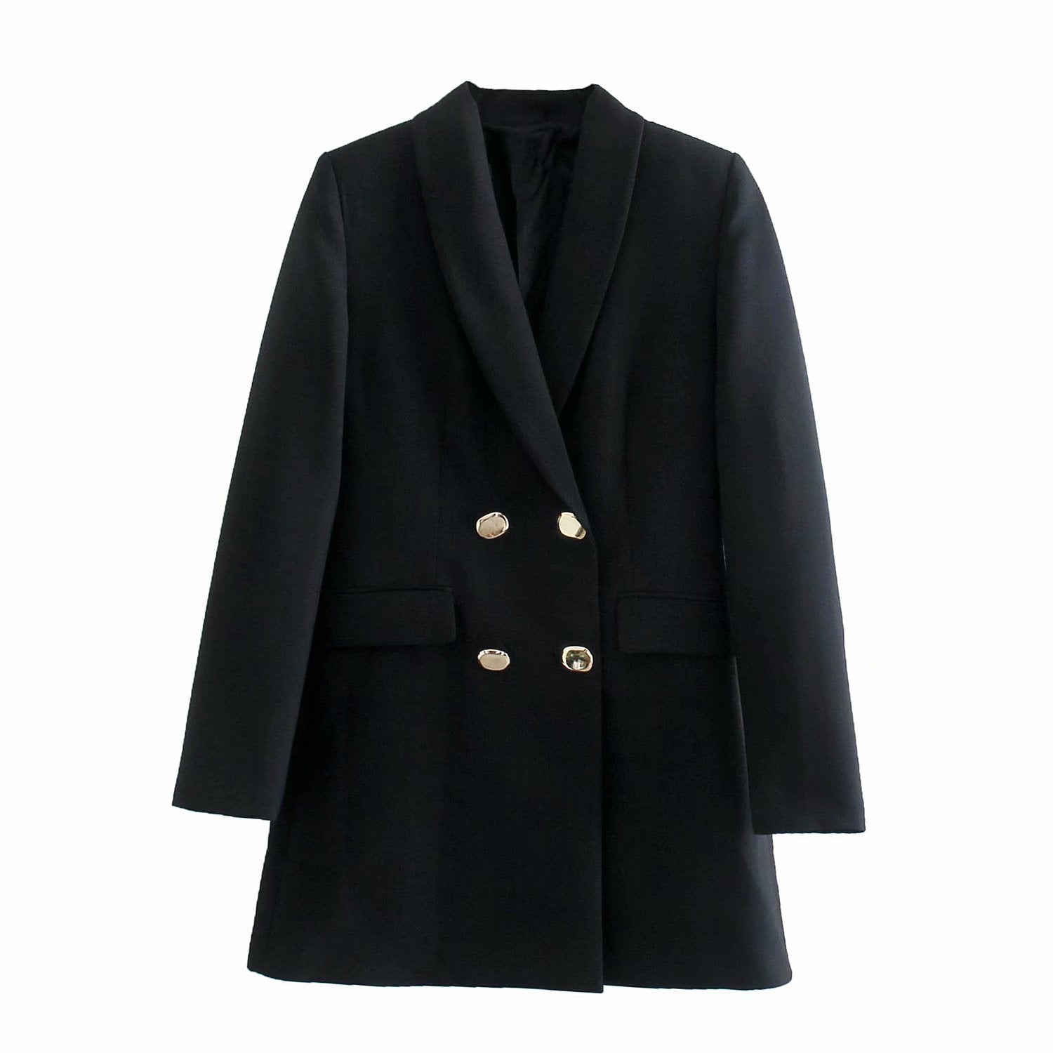 A double-breasted, stylish and fitted suit jacket