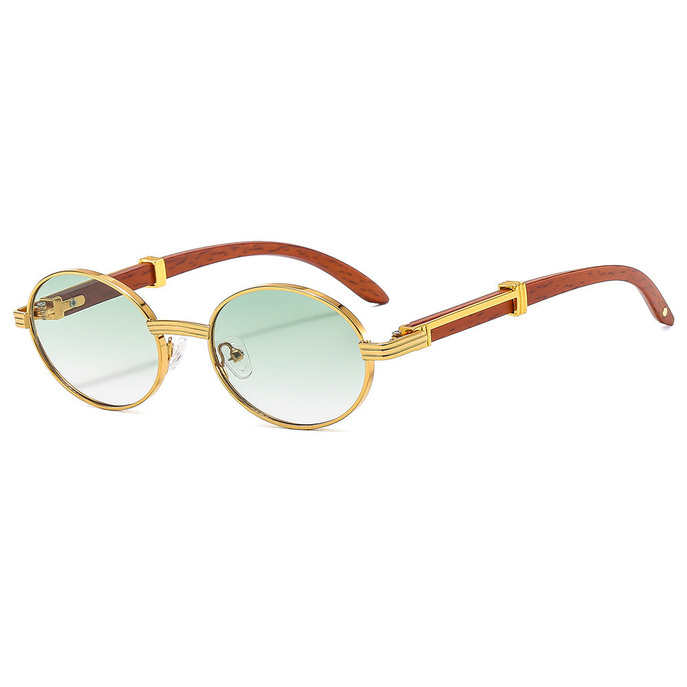 Wood-Grain Print Sunglasses UV Protection