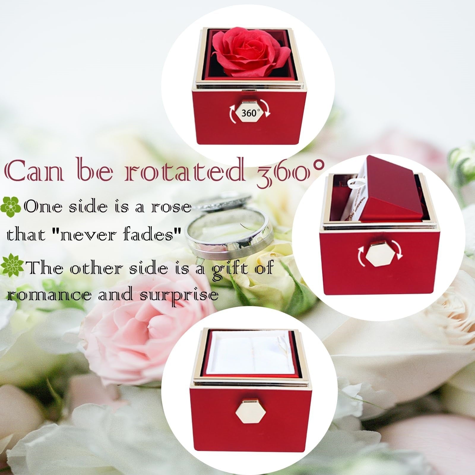 Double Heart Engraved Flip Rotating Necklace with Gift Box