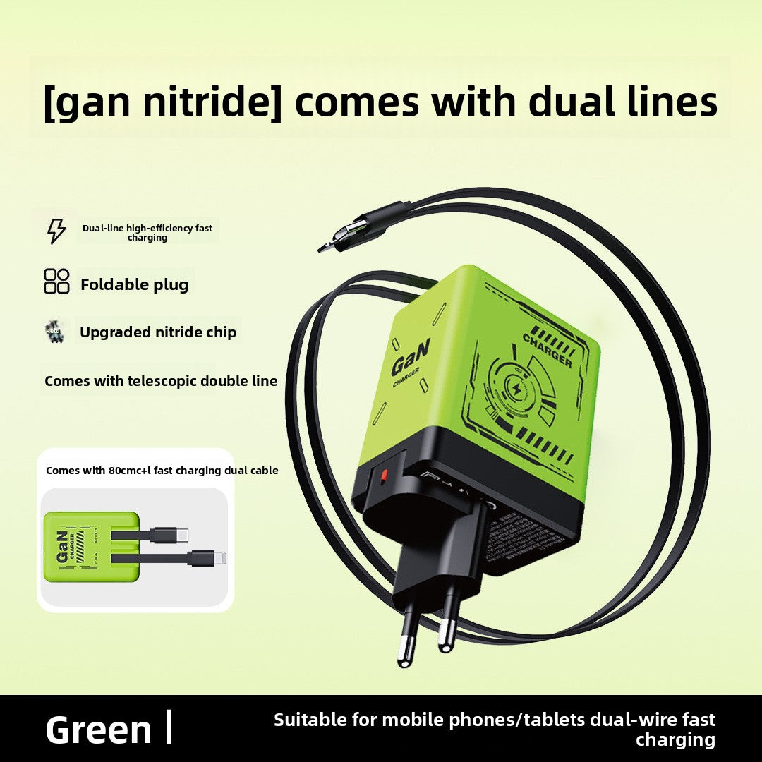 120W GaN Fast Charger with Retractable Cable