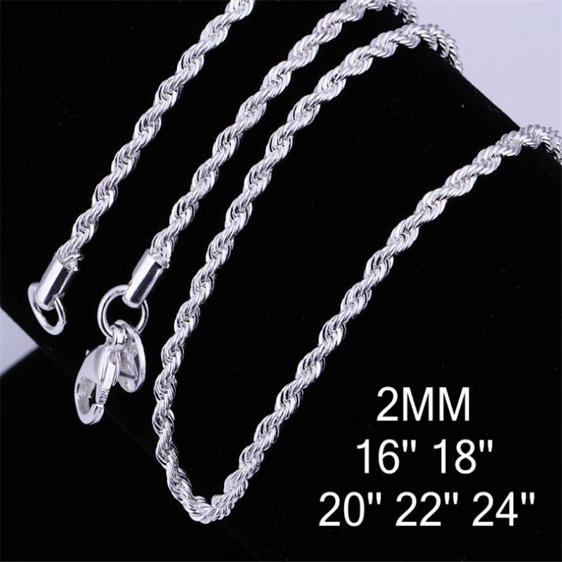 Silver Plated Twist Rope Necklace