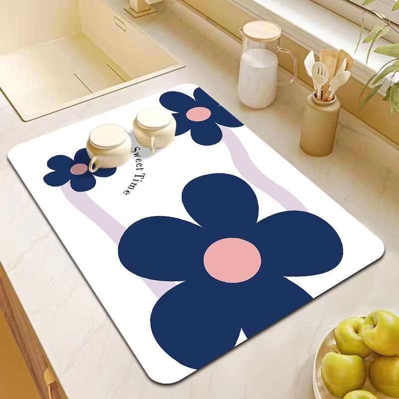 Cartoon Floral Non-Slip Absorbent Kitchen Bathroom Floor Mat