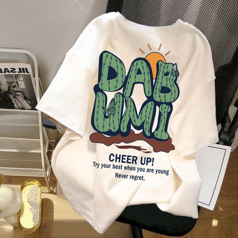 Men's and Women's Fashion Design Sense Printing Couple Summer Loose Top T-Shirt Women