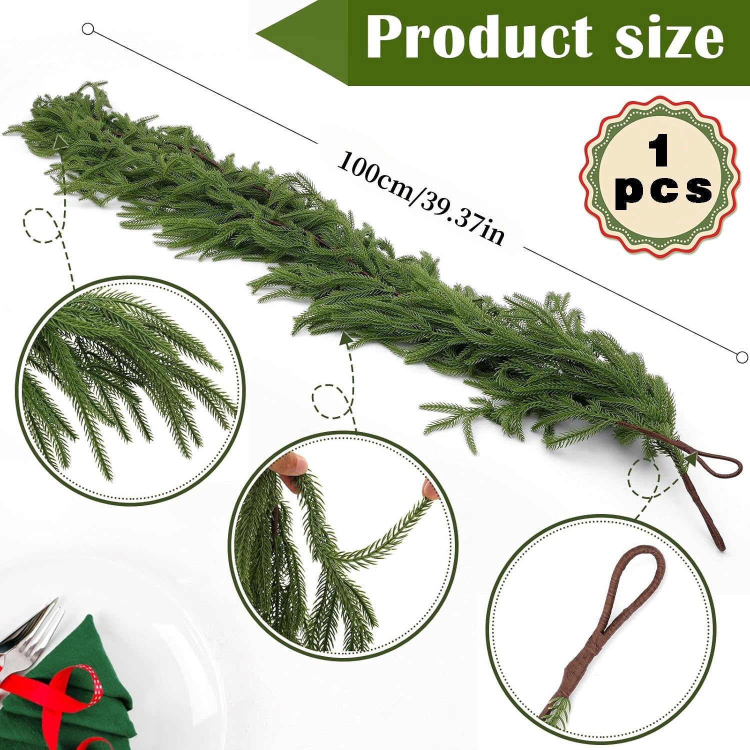 Simulated Pine Needle Rattan Christmas Wreath
