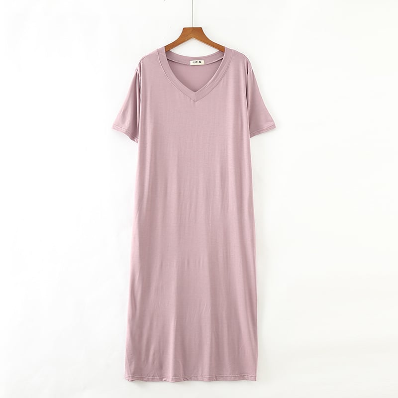 Women's V-Neck Modal Long Dress with Side Split