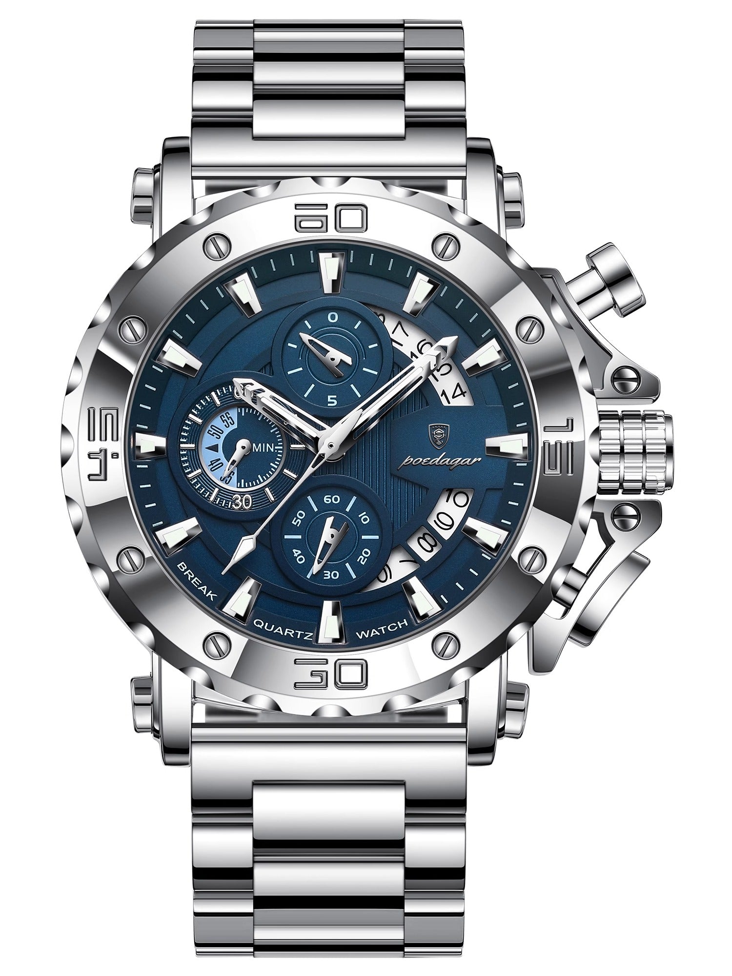 Swiss Men's Quartz Watch with Luminous Display and Waterproof Design