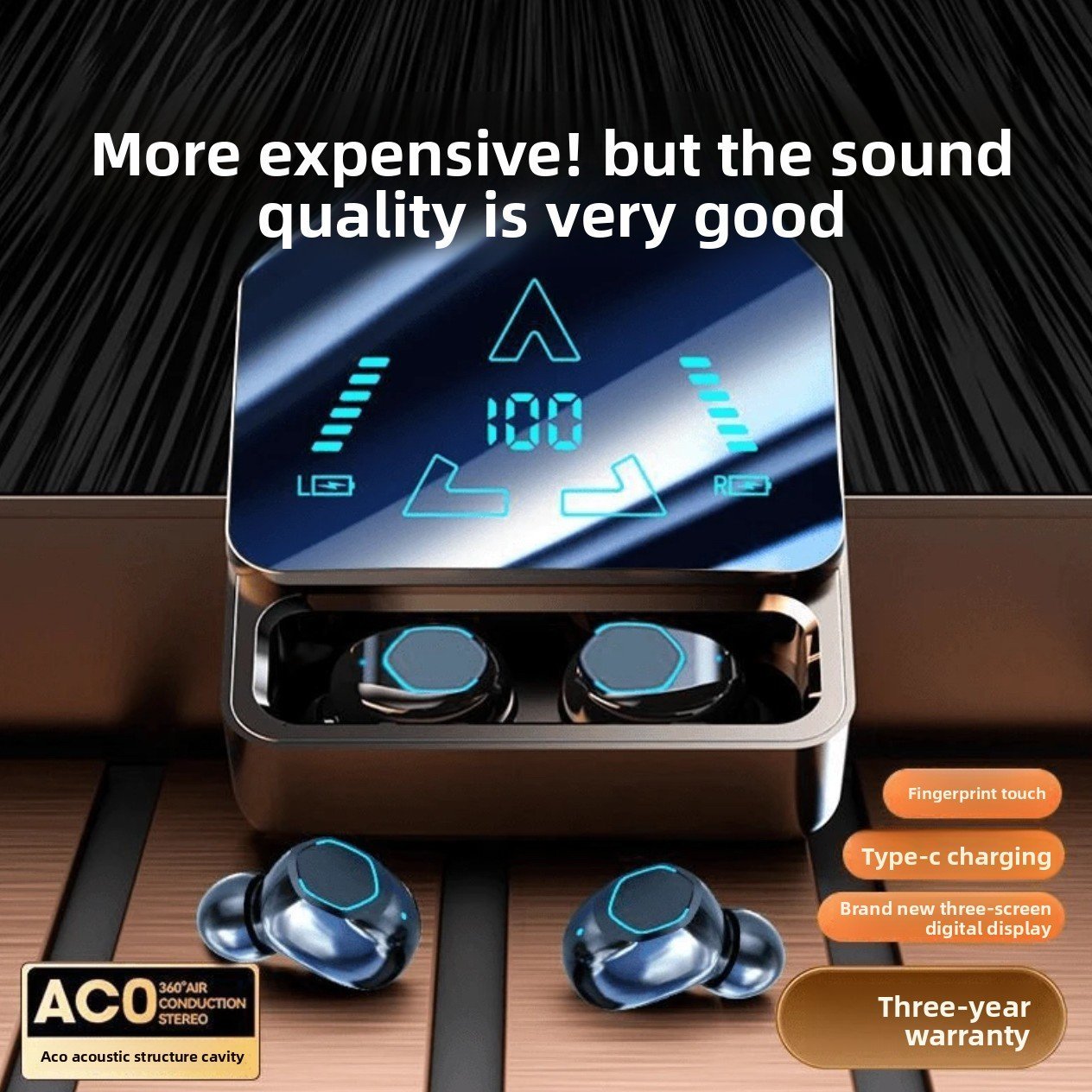 Bluetooth headphones with wireless noise cancellation and high sound quality