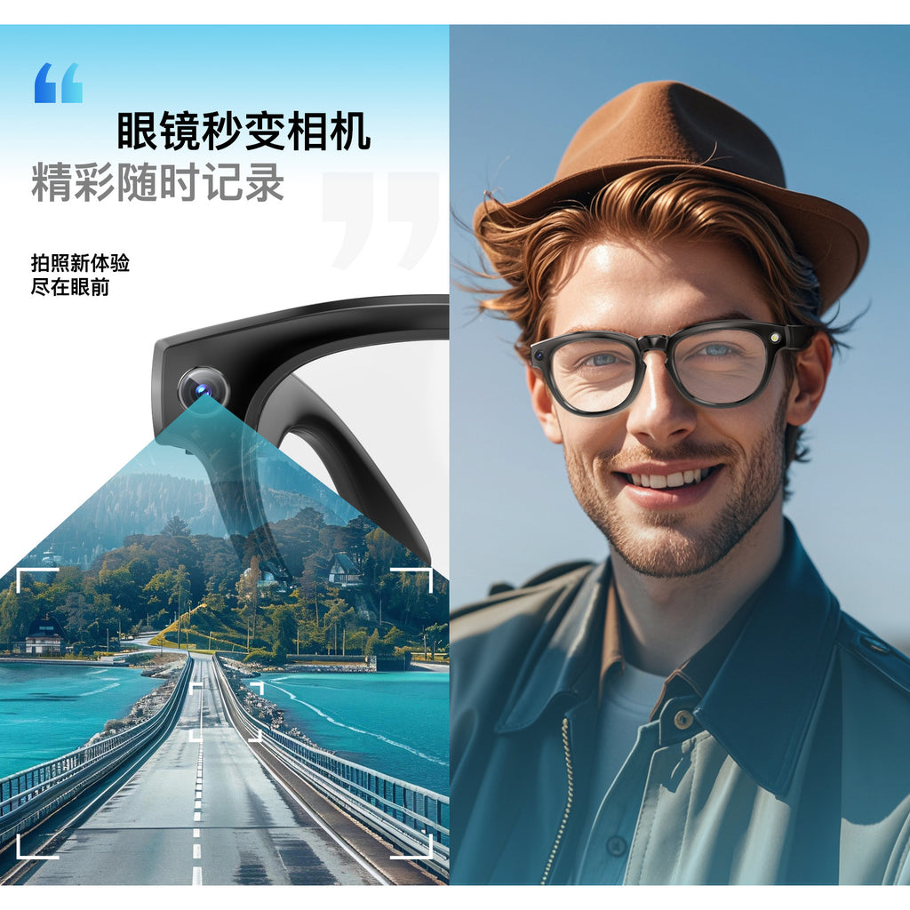 Bluetooth music player with camera glasses