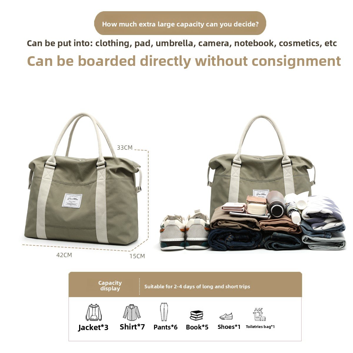 Large-capacity hand luggage bag