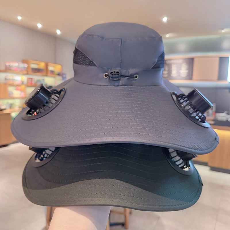 Summer fisherman hat - dual function of solar power and USB charging