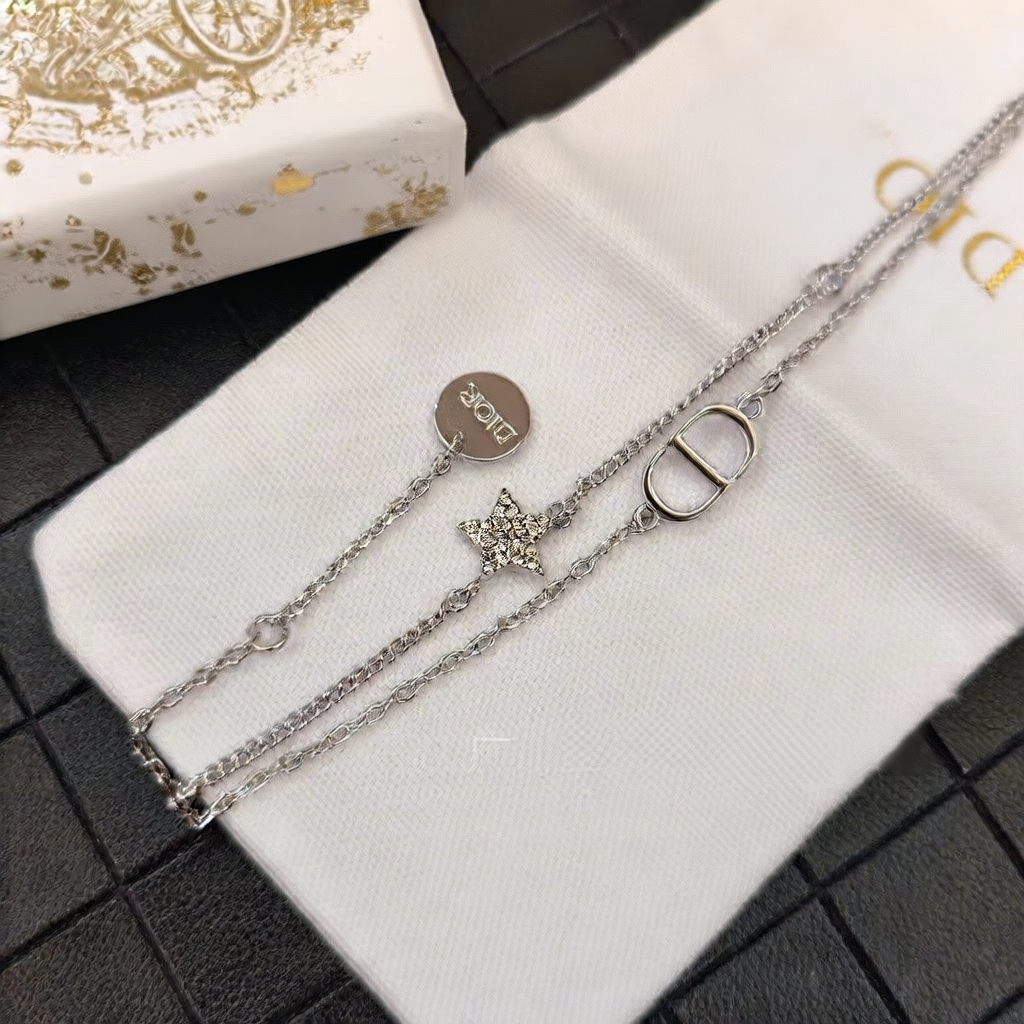Double Layer Star and CD Letter Diamond Bracelet for Women