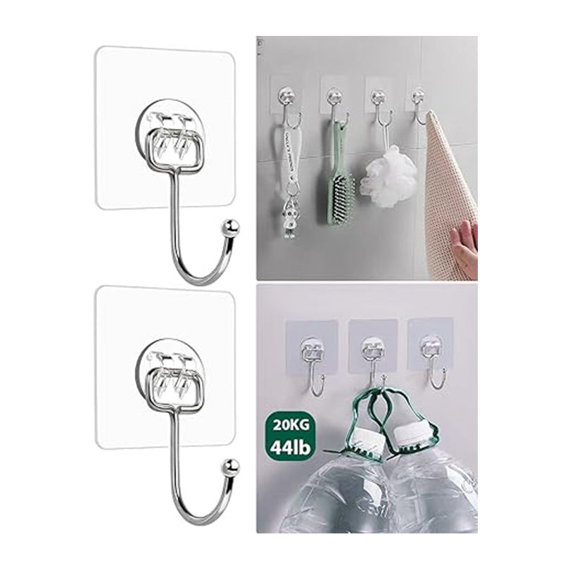 Metal large hook with strong adhesive and no need for drilling holes