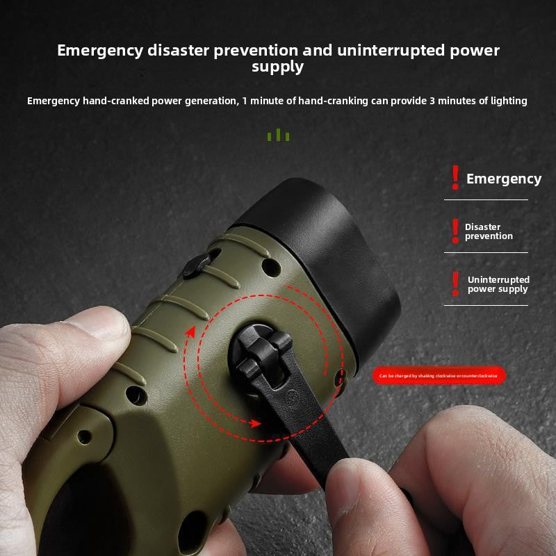 Solar Hand-Crank Flashlight with LED Emergency Light
